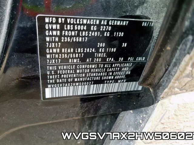 WVGSV7AX2HW506027 фото 2