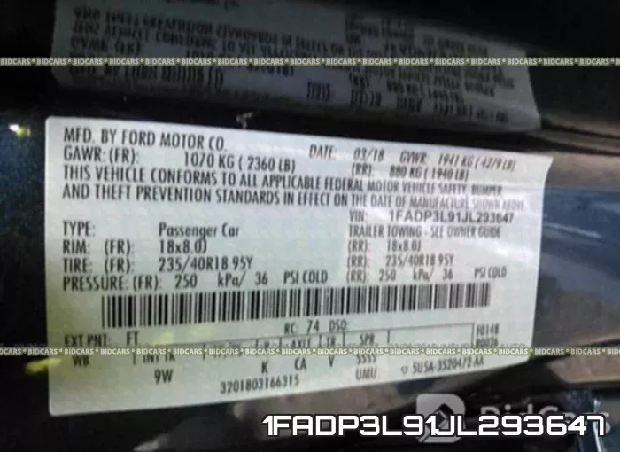 1FADP3L91JL293647 фото 10