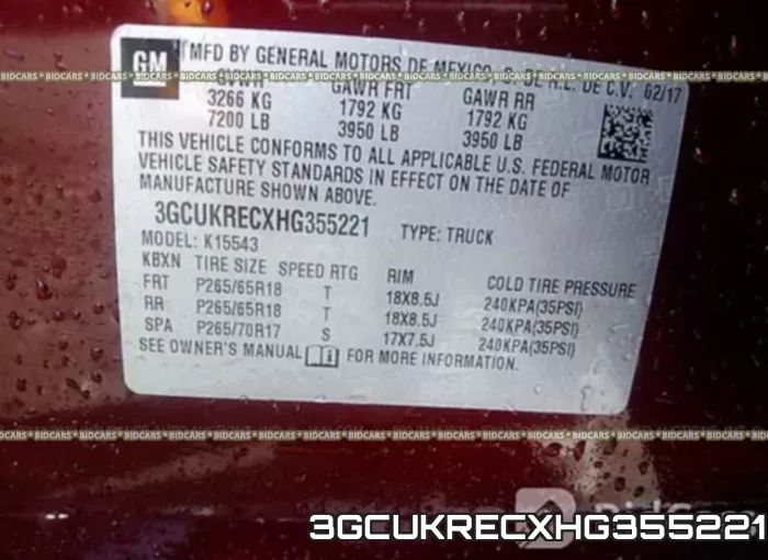3GCUKRECXHG355221 фото 10