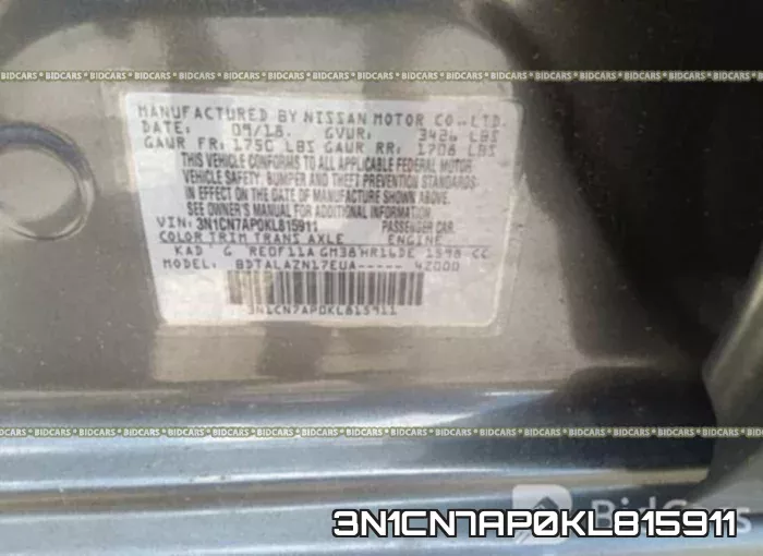 3N1CN7AP0KL815911 фото 10