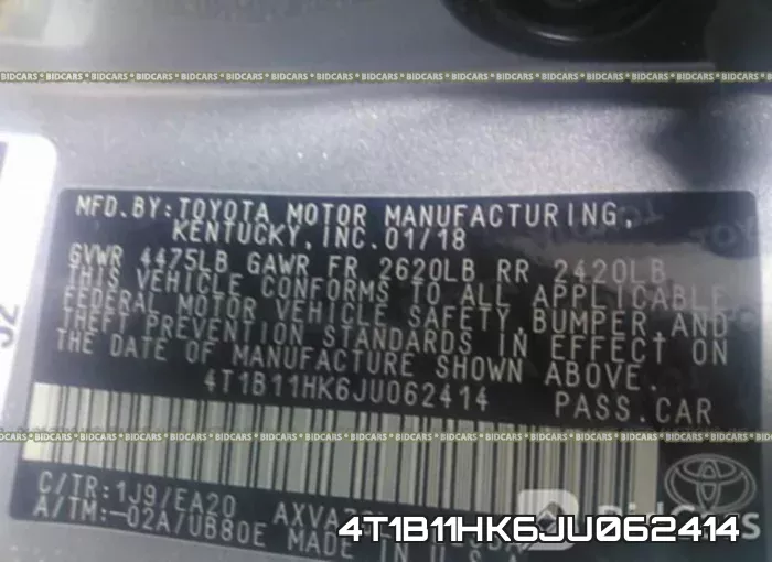 4T1B11HK6JU062414 фото 10