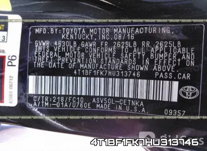 4T1BF1FK7HU313746 фото 10