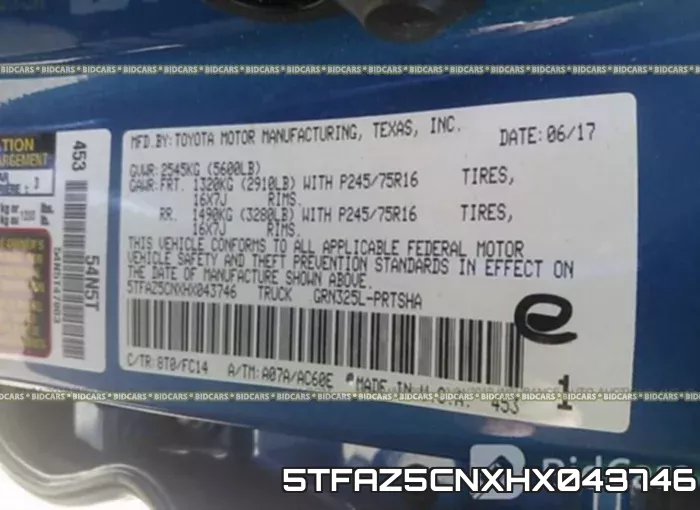 5TFAZ5CNXHX043746 фото 10