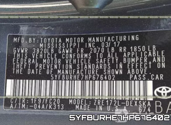5YFBURHE7HP676402 фото 10