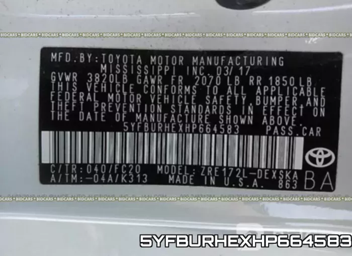 5YFBURHEXHP664583 фото 10