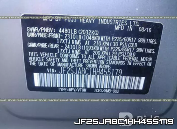 JF2SJABC1HH455179 фото 10