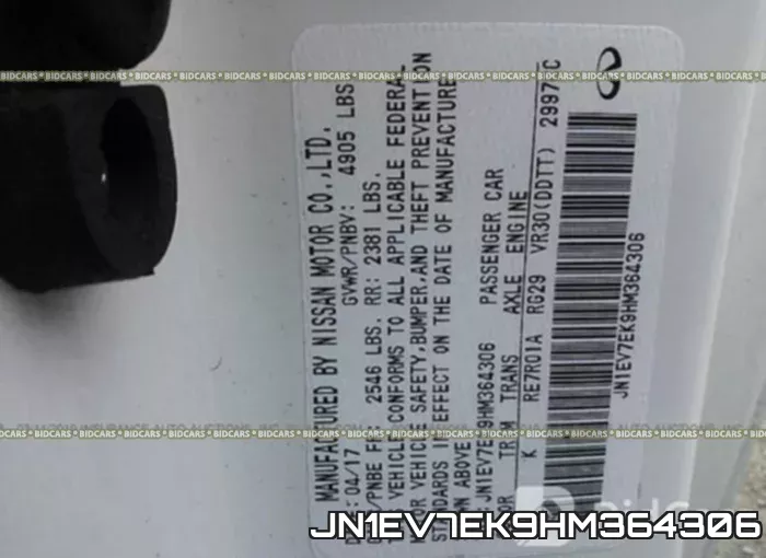 JN1EV7EK9HM364306 фото 10