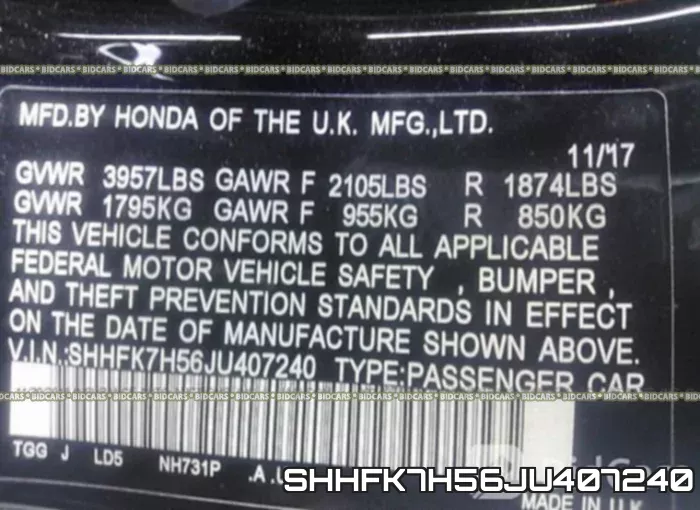 SHHFK7H56JU407240 фото 10