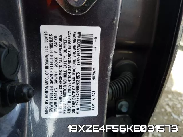 19XZE4F56KE031573 фото 2