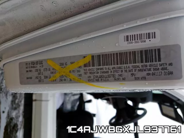 1C4AJWBGXJL937761 фото 2