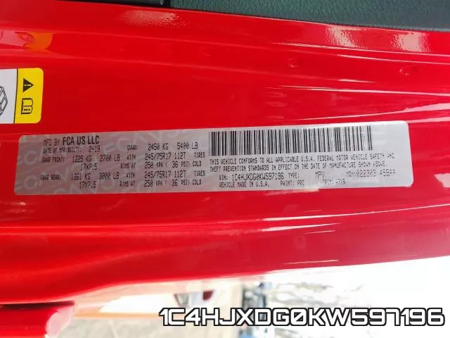 1C4HJXDG0KW597196 фото 2