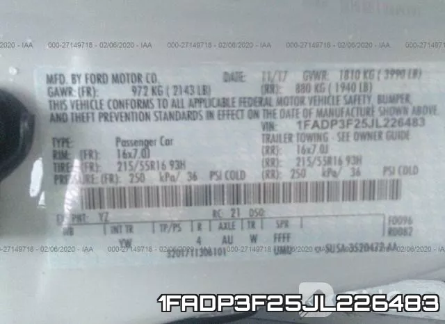 1FADP3F25JL226483 фото 10