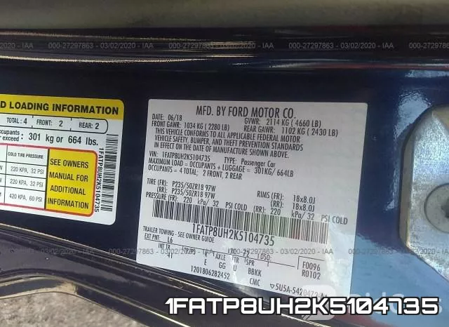 1FATP8UH2K5104735 фото 10
