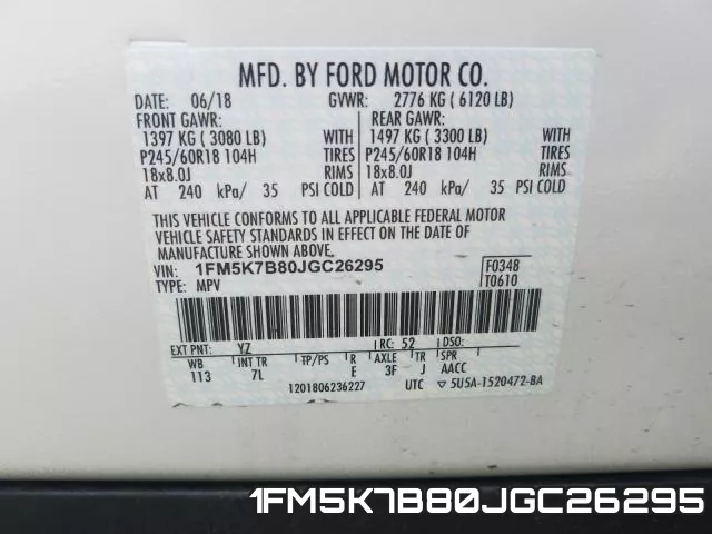 1FM5K7B80JGC26295 фото 2
