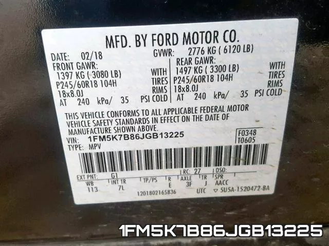1FM5K7B86JGB13225 фото 2