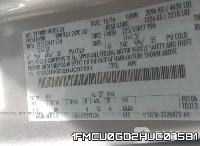 1FMCU0GD2HUC07581 фото 10