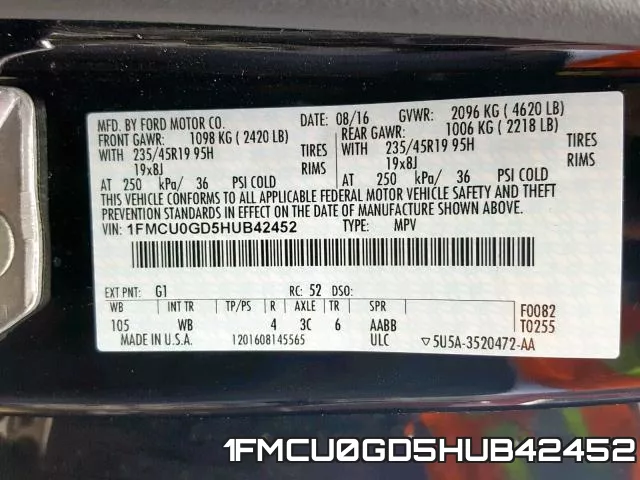 1FMCU0GD5HUB42452 фото 2