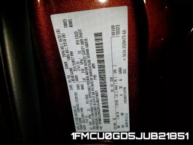 1FMCU0GD5JUB21851 фото 2