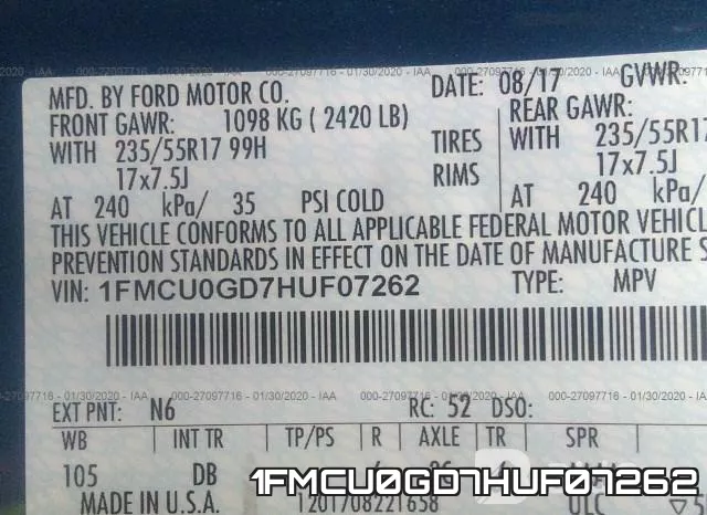 1FMCU0GD7HUF07262 фото 10