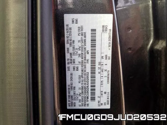 1FMCU0GD9JUD20532 фото 2