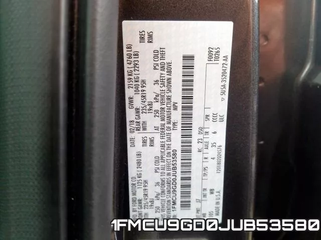 1FMCU9GD0JUB53580 фото 2