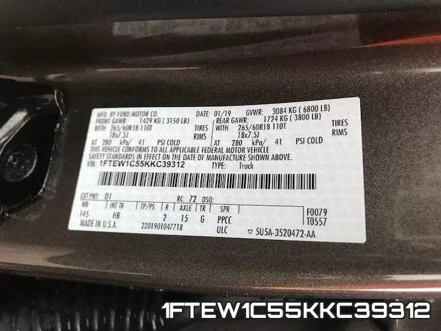 1FTEW1C55KKC39312 фото 2
