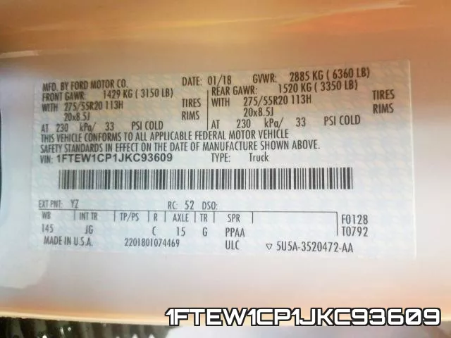 1FTEW1CP1JKC93609 фото 2