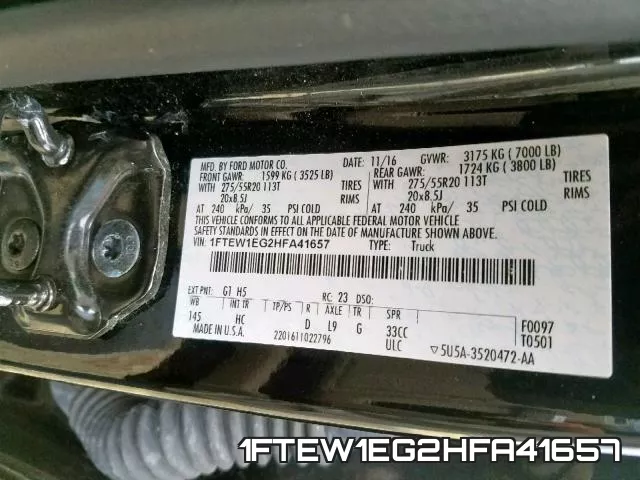 1FTEW1EG2HFA41657 фото 2