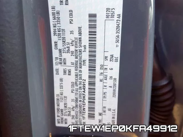 1FTEW1EP0KFA49912 фото 2