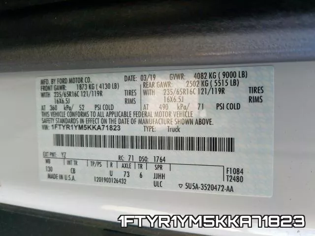 1FTYR1YM5KKA71823 фото 2