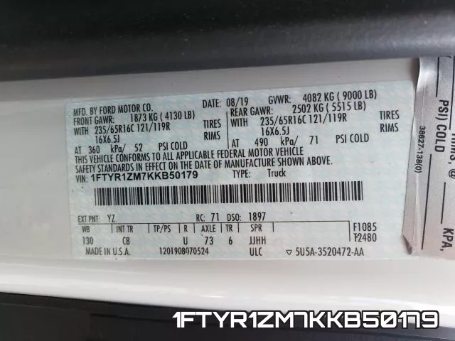 1FTYR1ZM7KKB50179 фото 2
