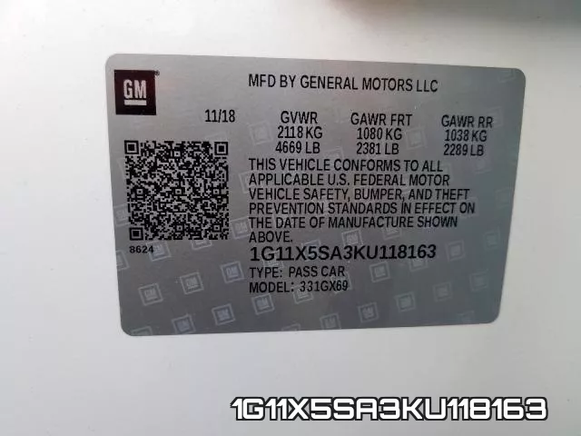 1G11X5SA3KU118163 фото 2