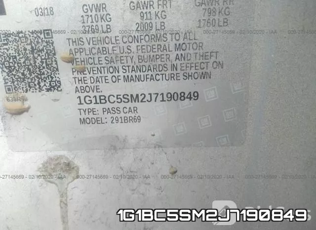 1G1BC5SM2J7190849 фото 10