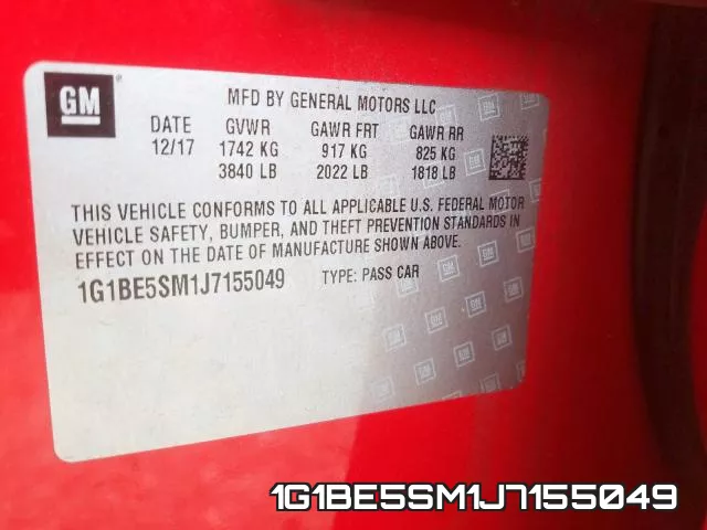 1G1BE5SM1J7155049 фото 2