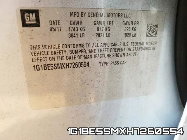 1G1BE5SMXH7260554 фото 2