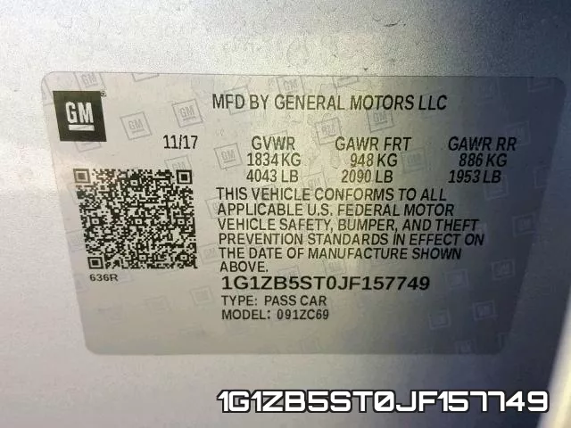 1G1ZB5ST0JF157749 фото 2