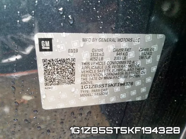 1G1ZB5ST5KF194328 фото 2
