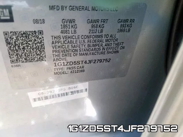 1G1ZD5ST4JF279752 фото 2