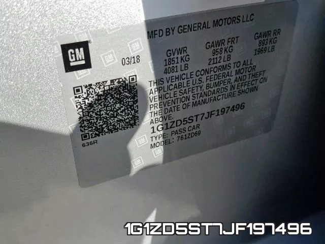 1G1ZD5ST7JF197496 фото 2