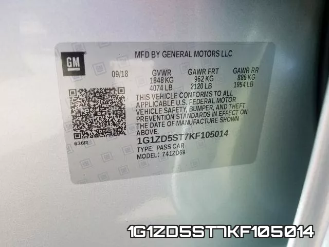 1G1ZD5ST7KF105014 фото 2
