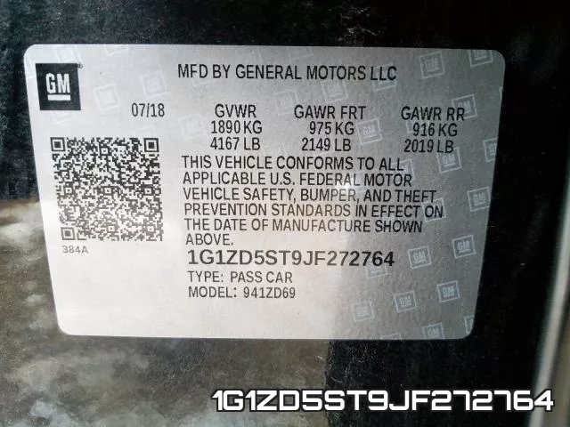 1G1ZD5ST9JF272764 фото 2