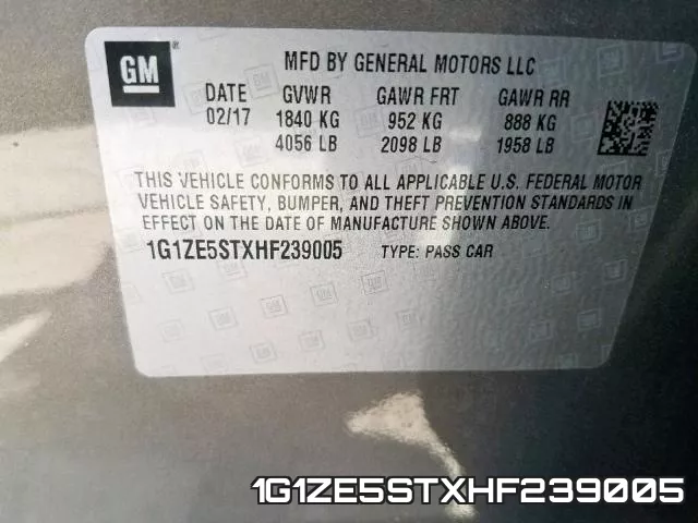 1G1ZE5STXHF239005 фото 2