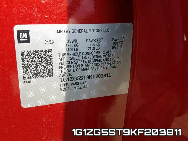 1G1ZG5ST9KF203811 фото 2