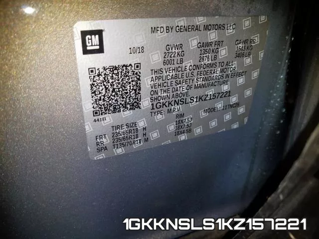 1GKKNSLS1KZ157221 фото 2