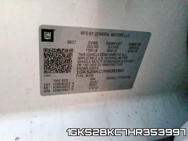 1GKS2BKC7HR353997 фото 2