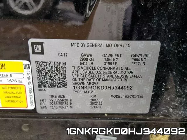 1GNKRGKD0HJ344092 фото 2