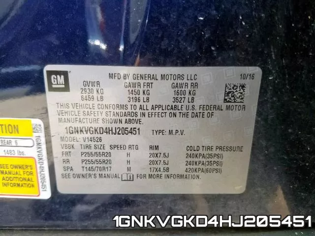 1GNKVGKD4HJ205451 фото 2
