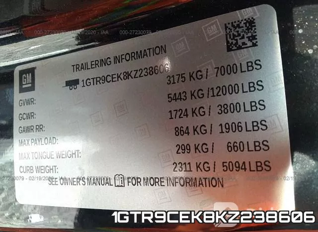 1GTR9CEK8KZ238606 фото 10