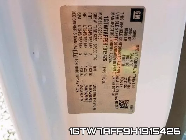 1GTW7AFF9H1915426 фото 2