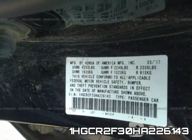 1HGCR2F30HA226143 фото 10